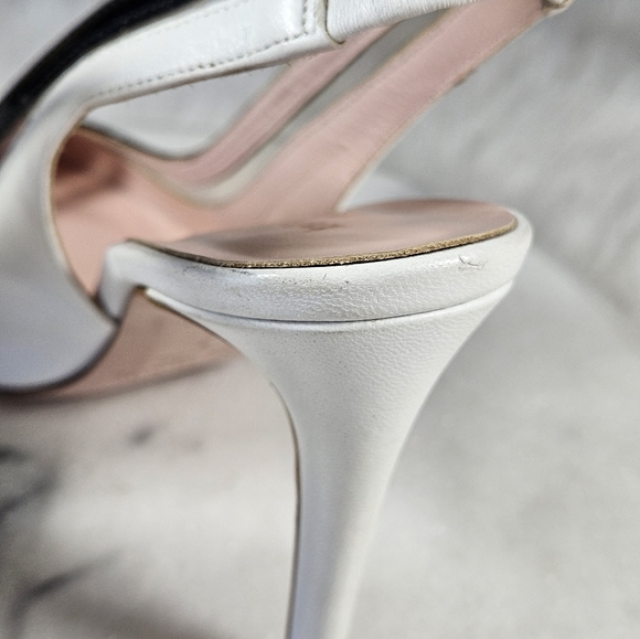 Kate Spade Black And White Leather Slingback Pointed Toe Heels Pumps Size 7M - Picture 5 of 7